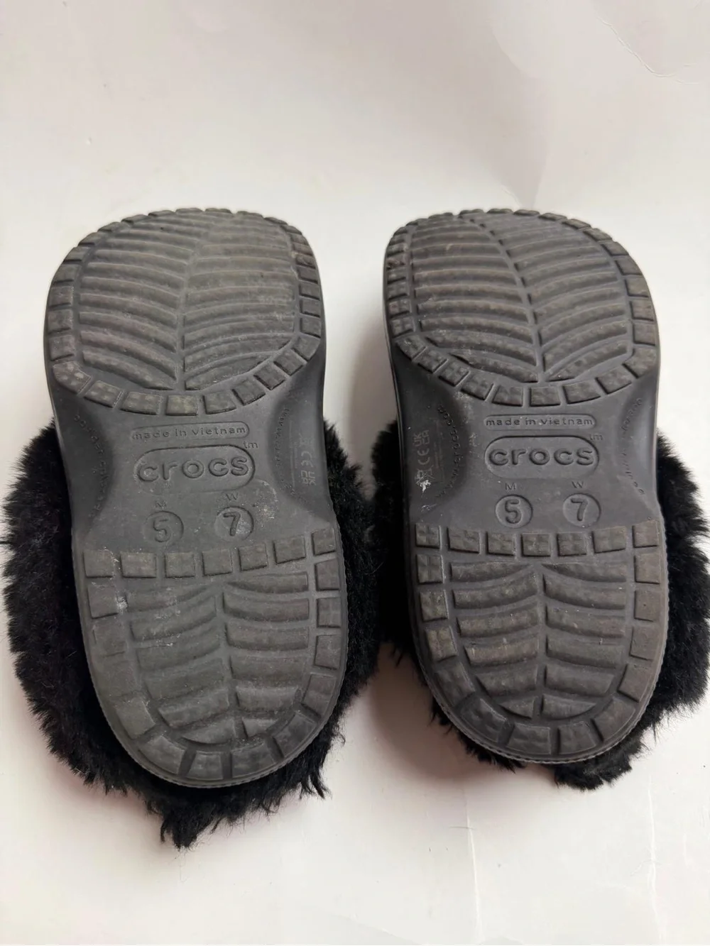CROCS Black Faux-Fur Lined Platform Sandals with Charms